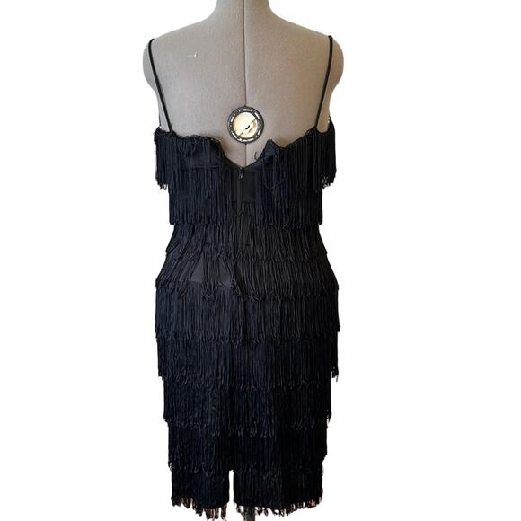 Vintage 1990s New Leaf by Samir black fringe flapper style dress - Picture 3 of 4